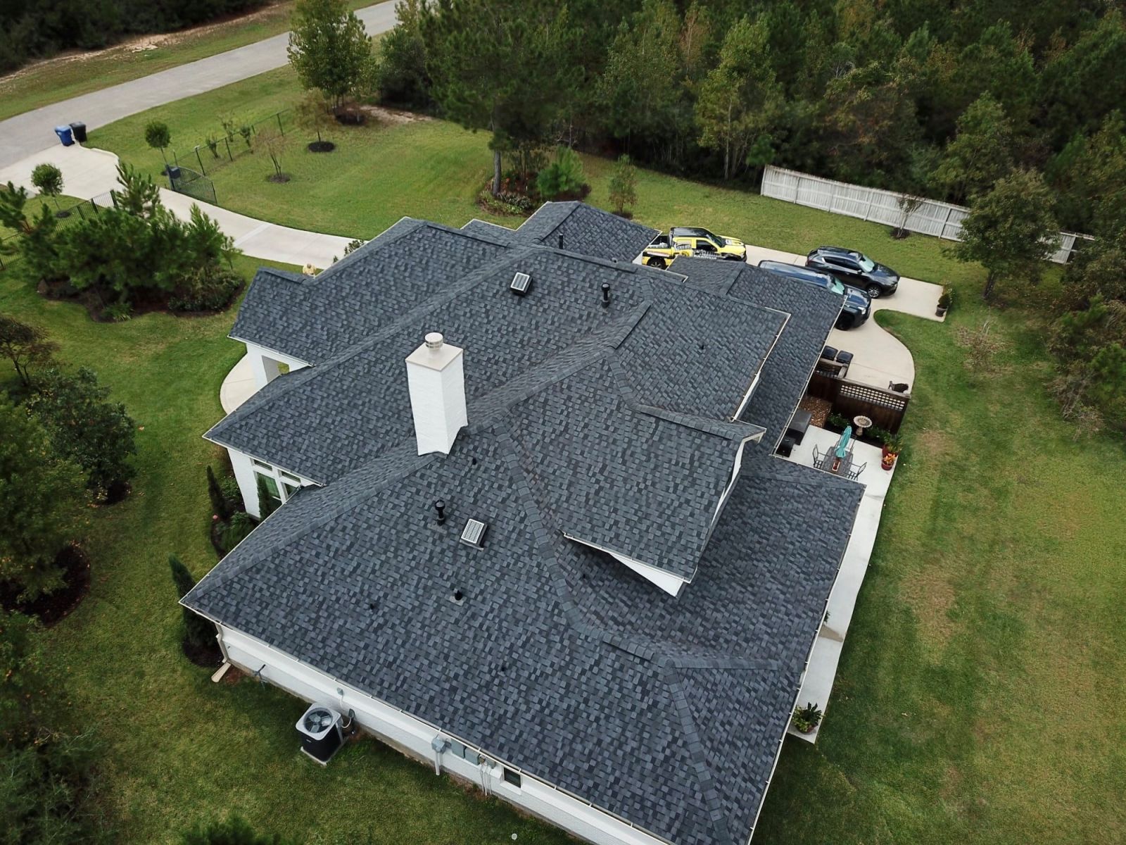 Stallion Roofing & Solar Solutions Roofing job - aerial view of completed roofing job